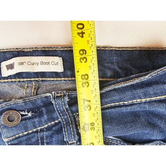 Levi's Size 8M Women 31 Inch Inseam 529 Curvy Boot Cut Blue Denim Logo Tag Jeans - Picture 11 of 12